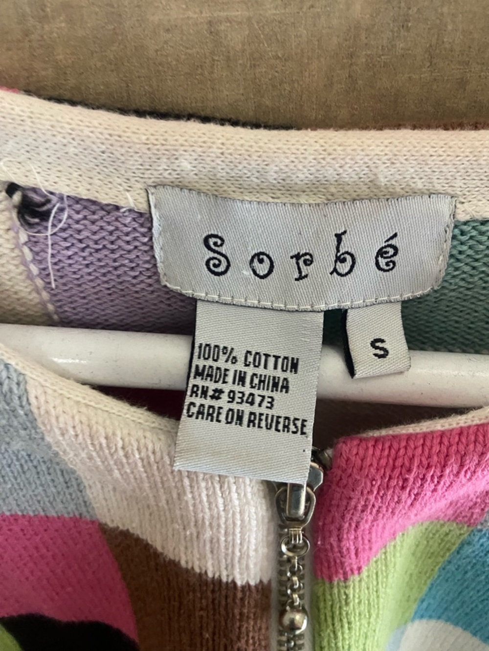 Vintage Sorbet Multicolor Checkered Zip Cardigan - Bright Patchwork - Picture 4 of 7